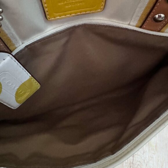 COACH Hampton Nylon Sateen Weekend Handbag Satchel Bag Purse Yellow F11993 AS IS - Picture 13 of 13
